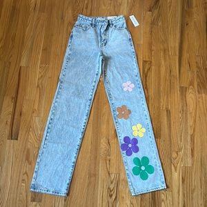 Pacsun Floral Design Lightwash 90s Boyfriend Jeans